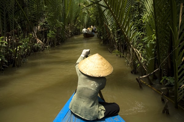 På Mekong-floden i Vietnam