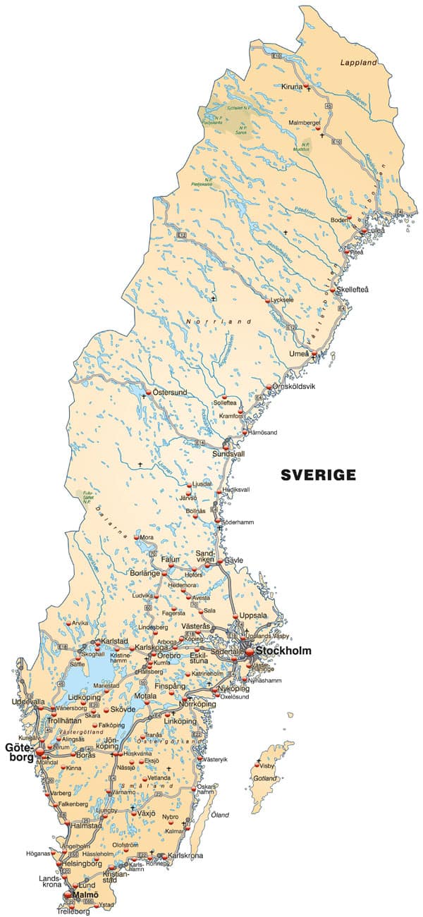 Sverige Kort Svenske kort frigives | Cykling Kano Vandring | Sverige | Opdag Verden Sverige Kort